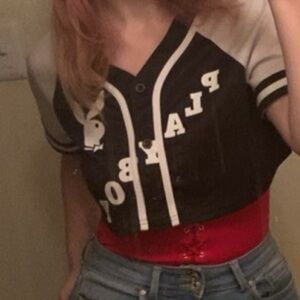 Play boy bunny cropped jersey shirt